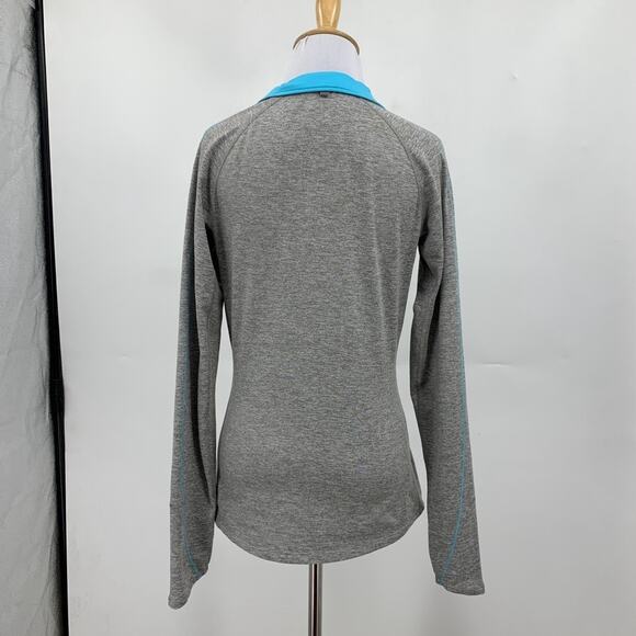 Nike Top Womens Small Gray Pool Blue Dri Fit Element Half Zip Running Space Dye - Picture 7 of 13